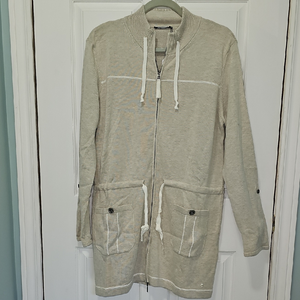 Casual Beige Zip Up Jacket with Pockets